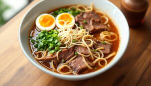 découvrez notre recette de ramen au bœuf, un plat savoureux alliant des saveurs riches et des textures variées pour un repas réconfortant et gourmand.