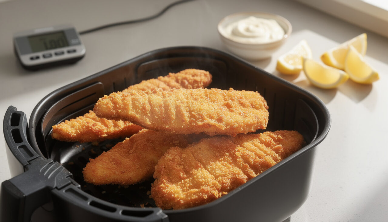 Lire la suite à propos de l’article Temps de cuisson du poisson pané surgelé à l&rsquo;Air fryer et astuces pour réussir